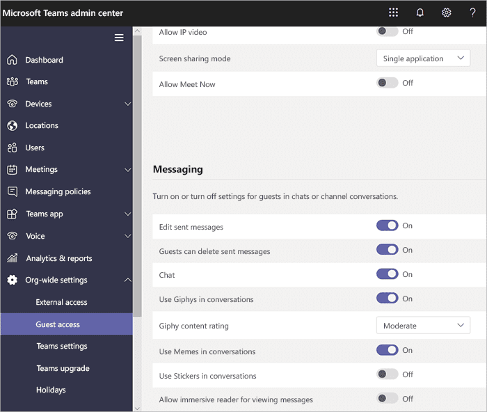 microsoft teams ord access settings