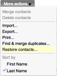 restore contacts