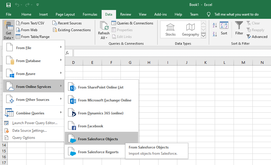 salesforce data export to excel