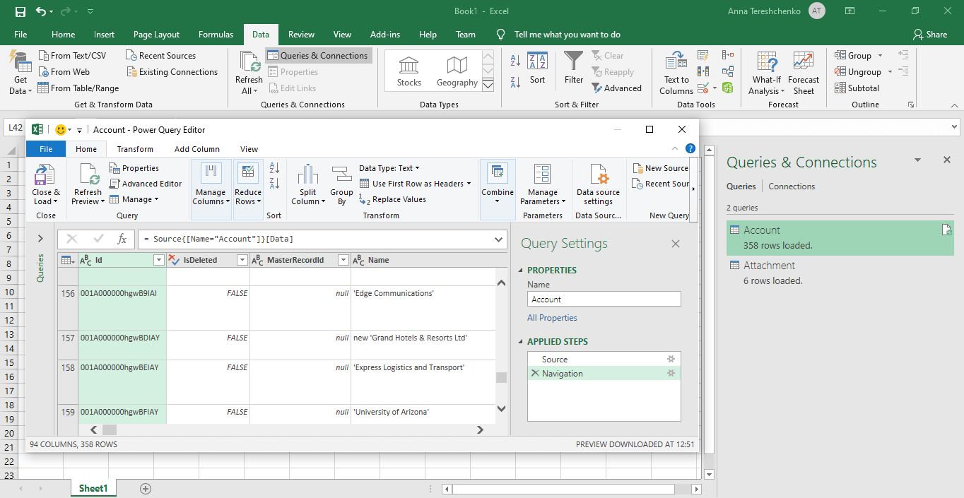 step 3 salesforce data export to excel