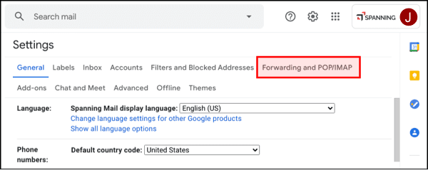 google imap settings