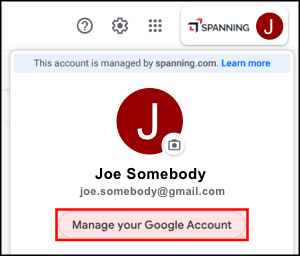 Hit Manage Your Google Account