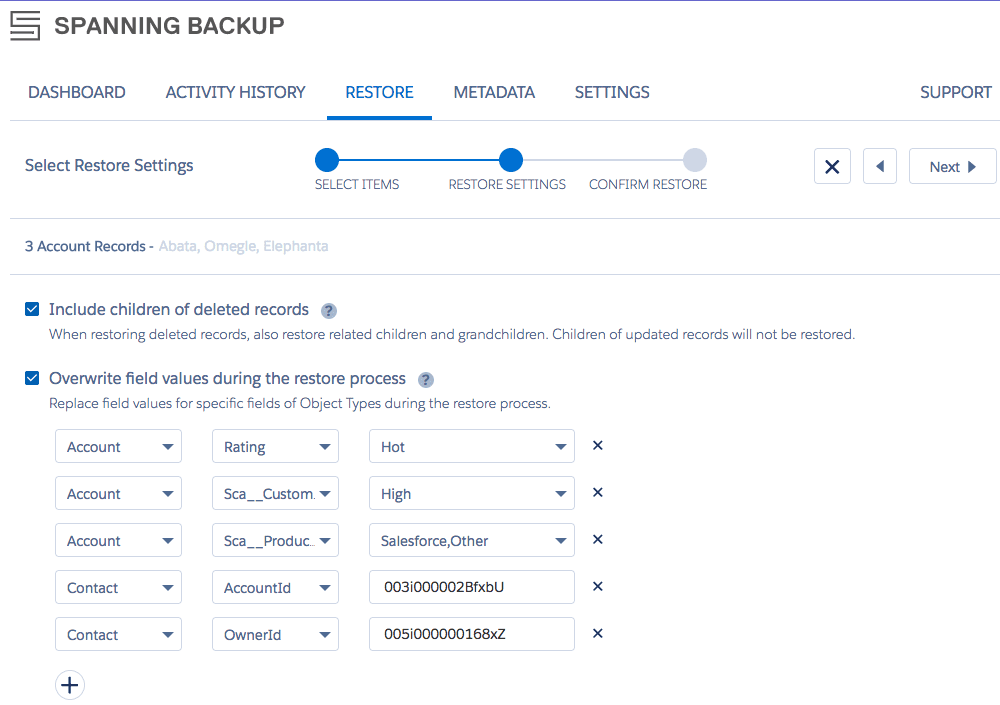 New Feature for Spanning Backup for Salesforce: Overwrite Field Values in Bulk Restore