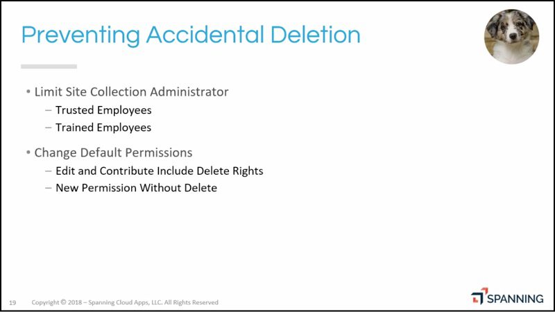Steps to take in order to prevent accidental deletion of content. 
